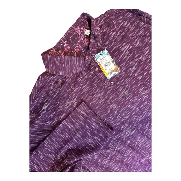 NWT Robert Graham Long Sleeve Polo Shirt Mens XXL Purple Heather $158 - Picture 10 of 13